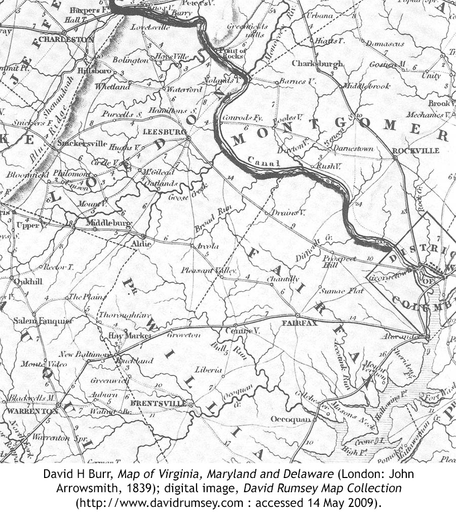 1823 VA MAP Lakeside Lake Ridge Laurel Hill Leesburg McLean Virginia History BIG 